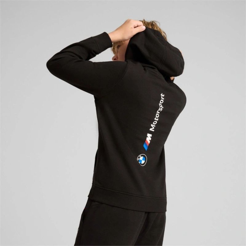 Puma BMW MMS Felpa con Cappuccio a Canguro per Bambini Nera