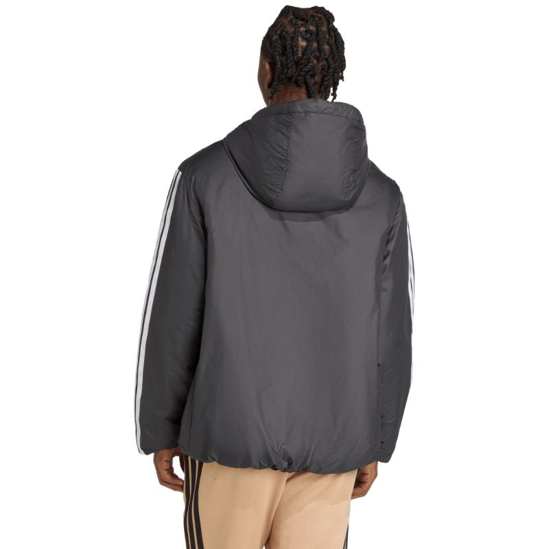 Men's adidas Essentials Climawarm 3-Stripes Insulated Hooded Jacket Black JM4042