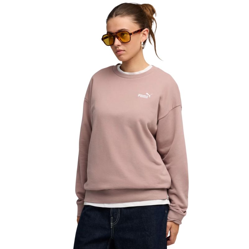 Puma ESS Small No. 11 Logo Relaxed Crew Felpa Donna Rosa 684975 88