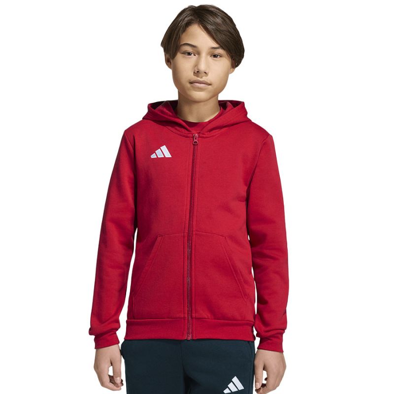 adidas Entrada 26 Full Zip Hoodie for Kids Red KH1781