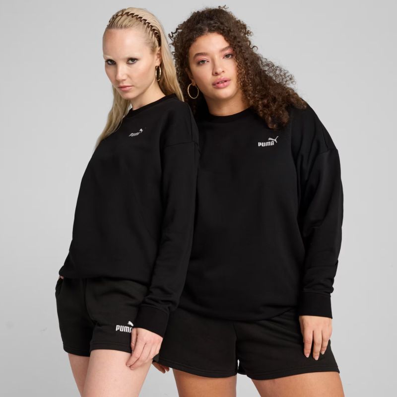 Felpa girocollo da donna Puma ESS Small No. 11 Logo taglio comodo Nero 684975 01