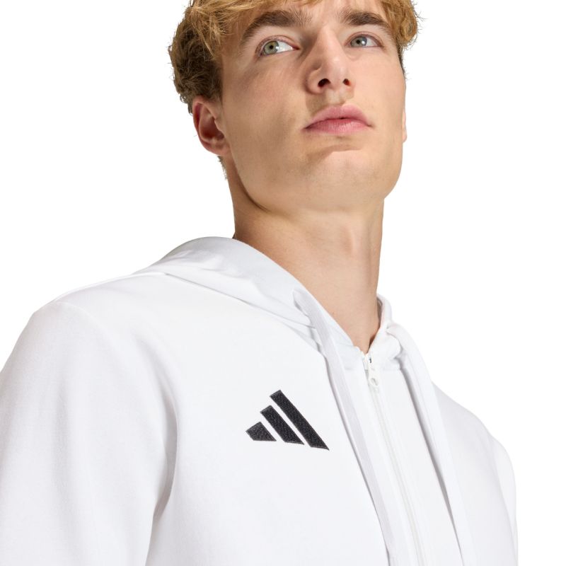 Felpa con cappuccio full zip adidas Entrada 26 uomo bianca KF5943
