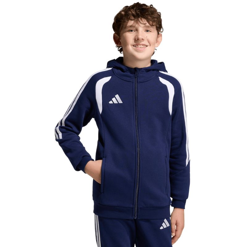 Felpa con cappuccio Full Zip adidas Tiro 26 League da bambino blu navy KF3322