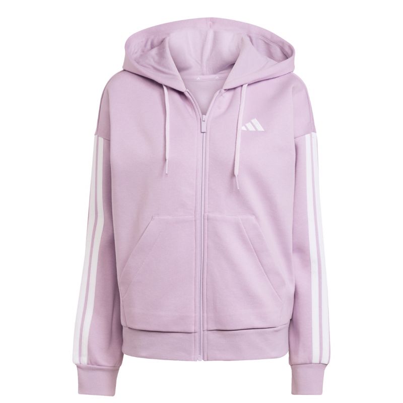 Women's adidas Essentials 3-Stripes Full-Zip Fleece Hoodie Purple JY3080